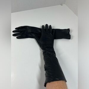 Vintage long leather gloves, Black